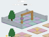 Roll It: a purple ball on checkered tiles with trees, a wooden arch, and a gem.